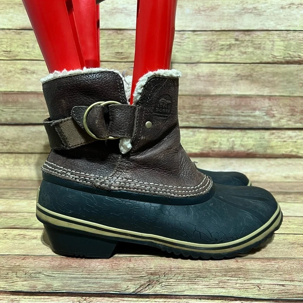 Sorel Brown Leather Fancy Li Shearling Ankle